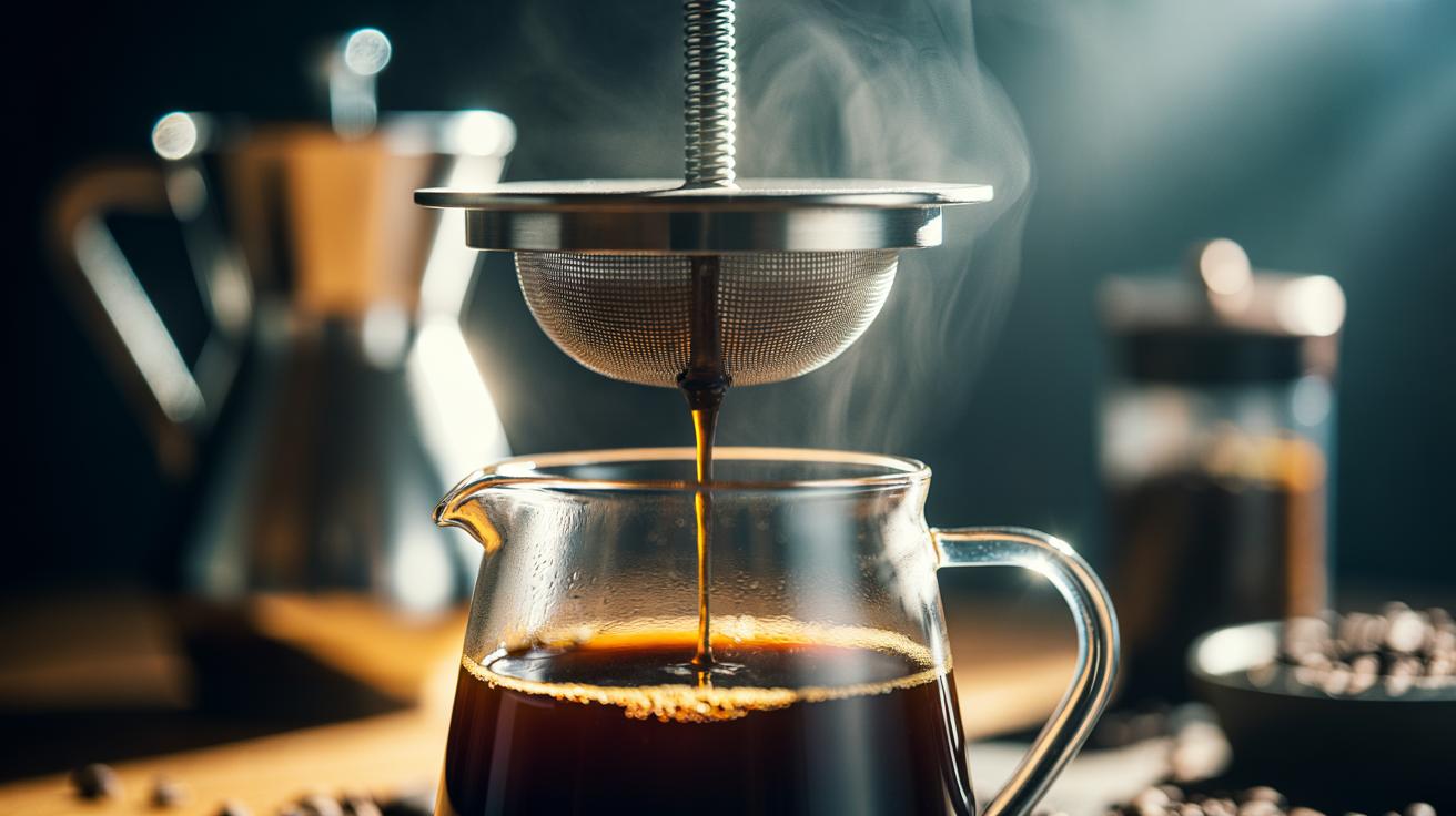 A simple rubber band creates perfect French press coffee : how tension secures filter against grounds