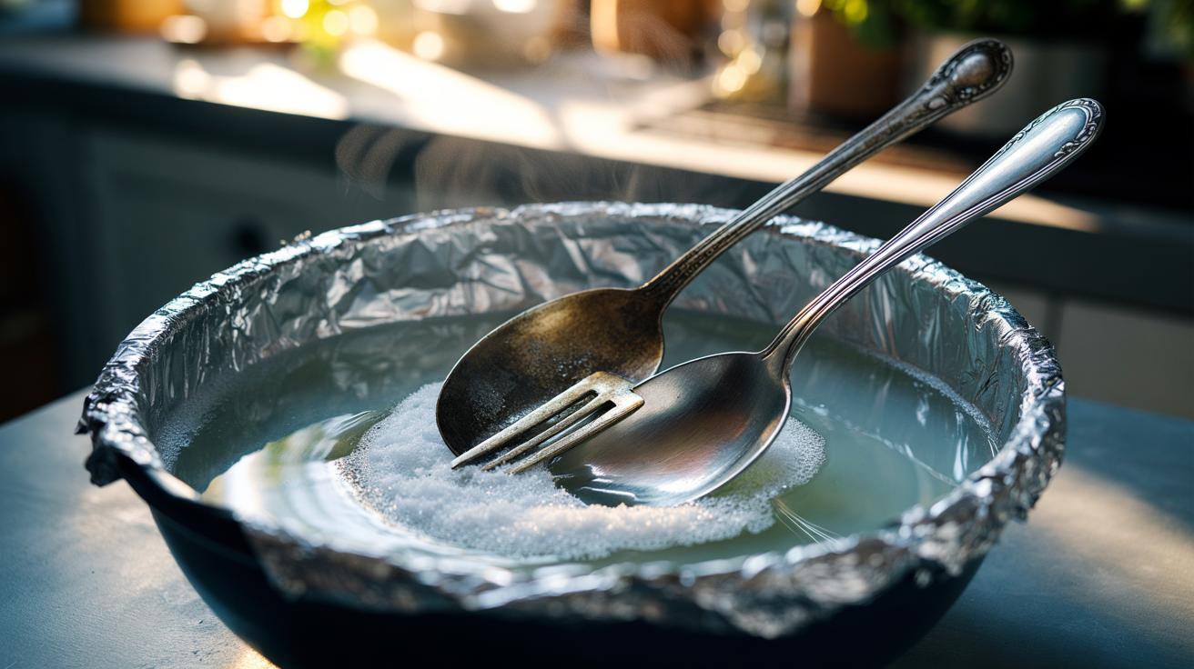 Salt transforms dull silverware to gleaming perfection in a jiffy : why electrolytic reaction restores shine rapidly